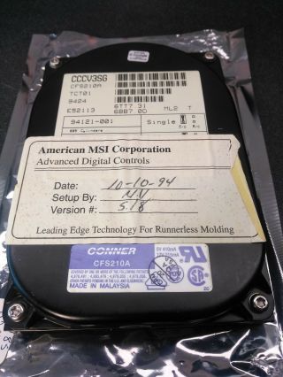 Conner CFS210A 210MB 3.  5 HDD Dos 6.  22 Hard Disk Drive 5