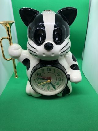 Norakuro Kun Dog Alarm Clock Vintage Felix The Cat Bugle Reveille Bugle Quartz