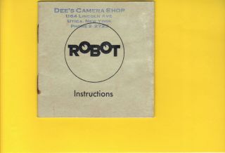 Vintage Instruction Booklet Robot Robot Film Camera,  English Version