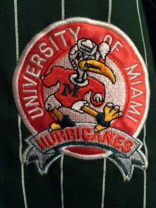 Vtg 90s University of Miami Hurricanes Classic Stripe Starter Baseball Jersey XL 2
