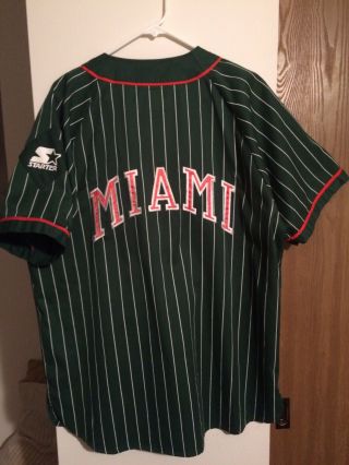 Vtg 90s University of Miami Hurricanes Classic Stripe Starter Baseball Jersey XL 5