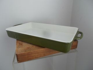 Copco Denmark Michael Lax Vintage Sage Green Enamel Cast Iron 14 " X9 " Baking Dish