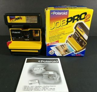 Polaroid Yellow Job Pro 2 Instant 600 Film Camera With Strap And Case Vintage