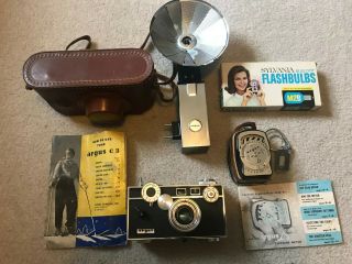 Vintage Argus C - 3 35mm Camera And Accessories; One Owner.