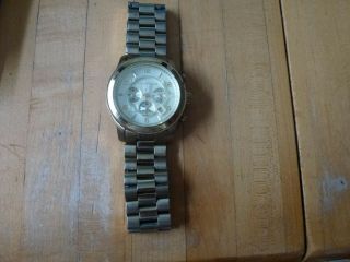 Vintage Michael Kors Chronograph Mk8077 251308 Gold Tone Watch Heavy