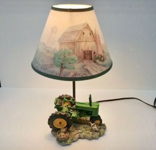 Authentic Vintage 1999 John Deere Tractor Farming Lamp W Shade Cost $85
