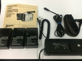 Zenith Video Movie VM6200 VHS - C Camcorder & Hard Case w/ Accessories,  Batteries 3