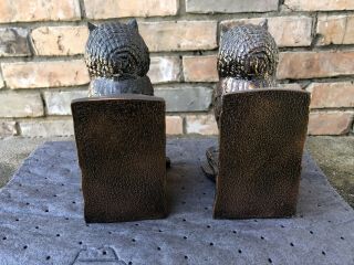Vintage Owl Bookends Door Stop Figurine Copper Gold Brass Bronze Cast Metal 4