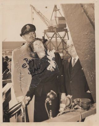 Clark Gable Irene Dunne Vintage Press Photo Christening The S.  S.  Carole Lombard