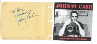 Johnny Cash - Vintage 1956 In Person Hand Signed Album Page/la.  Hayride/image.