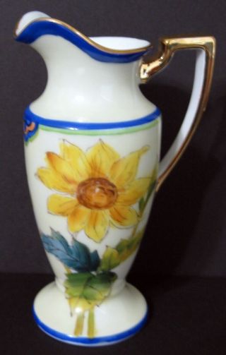 Vintage Noritake Morimura Brothers Porcelain 6 " Pitcher Daisies Hand Painted