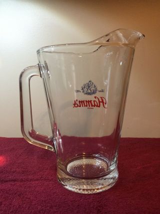 Vintage Hamm ' s Beer Heavy Clear Glass Beer Pitcher 4