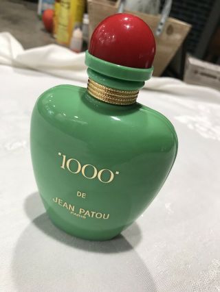 Vintage 1960s Jean Patou " 1000 " Perfume Bottle Green W/ Red Lid Almost Full - 22