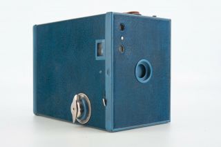 Antique Eastman Kodak No 2 Brownie Box Camera Model F In Blue Uses 120 Film V03