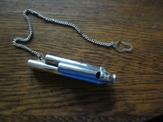 Vintage Germany Railroad Whistle With Chain And Fob