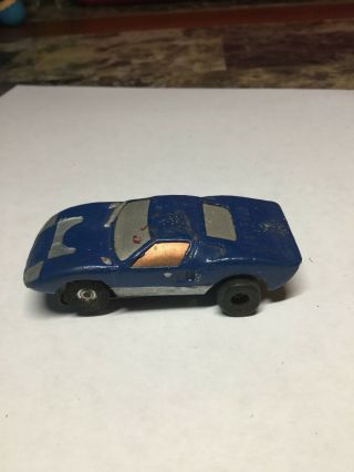 Vintage Aurora Model Motoring Ho Scale Slot Car Ford Gt Blue