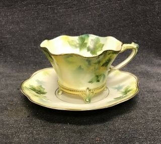 Vintage Rs Prussia Footed Cup & Saucer W/scallops