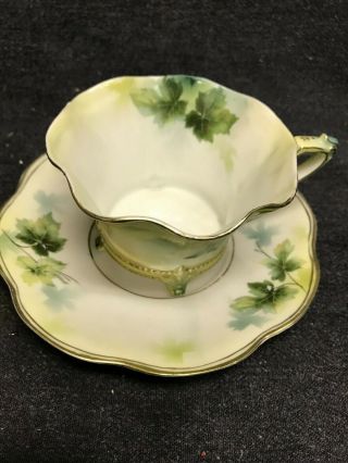 Vintage RS PRUSSIA footed CUP & SAUCER w/scallops 5