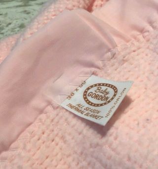 Vintage Baby Gordon Pink Thermal Blanket For Crib Car Seat or Stroller 2