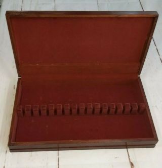 Vintage Wooden Flatware Silverplate Storage Chest Box Red Lining Anti Tarnish