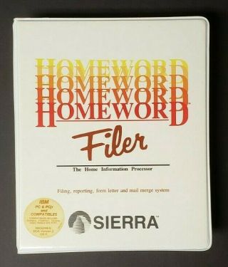 Homeword Filer - The Home Information Processor - Sierra - Ibm Pc