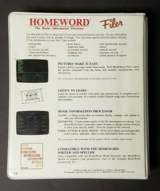 HOMEWORD FILER - THE HOME INFORMATION PROCESSOR - SIERRA - IBM PC 2