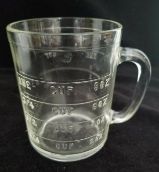 Vintage Hazel Atlas Coffee Cup Shape Embossed Clear Glass One Cup Measuring Euc
