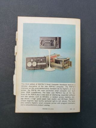 Vintage 1968 Digital DEC Small Computer Handbook PDP - 8/I 8