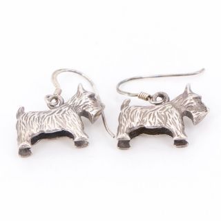 Vtg Sterling Silver - Scottish Terrier Scotty Dog Dangle Earrings - 7.  5g