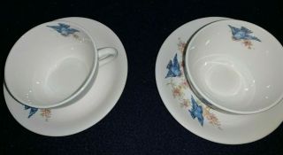 (Set of 2) Vintage Homer Laughlin BLUEBIRD China CUPS and SAUCERS 2