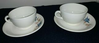 (Set of 2) Vintage Homer Laughlin BLUEBIRD China CUPS and SAUCERS 3