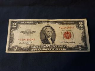 Vintage 1953 $2 Dollar Star Note Red Seal