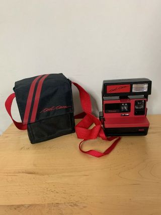 Vintage Polaroid Cool Cam 600 Red & Black Instant Camera Strap & Bag