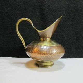 Vintage Solid Copper And Brass Water Pitcher Made In Belgium Mountain Cabin Find