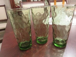 3 Vtg Hazel Atlas Continental Can El Dorado Avocado Green 6 1/4 " Glass Tumblers