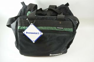 Vintage Brunswick Sport Model Black And Green Nylon Bowling Bag - Nos