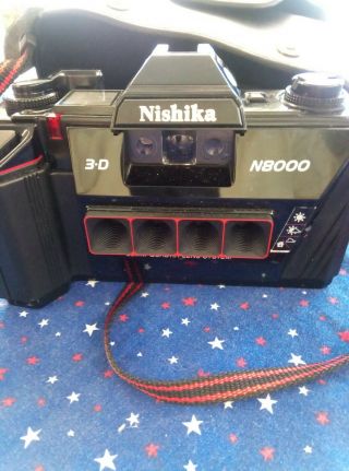 Nishika N8000 3d Camera With Case.  30mm Quadra Lens System - Made In Hong Kong