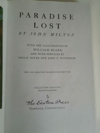Paradise Lost by John Milton Easton Press 3