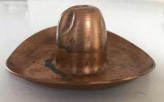Vintage Copper Sombrero Cowboy Hat Ashtray with patina 2
