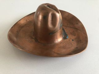 Vintage Copper Sombrero Cowboy Hat Ashtray with patina 3