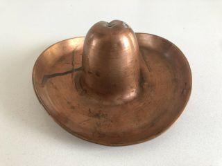 Vintage Copper Sombrero Cowboy Hat Ashtray with patina 5
