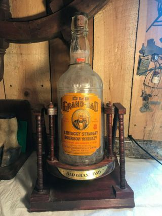 Vintage Old Grand - Dad Bourbon Whiskey Bottle With Cradle & Stand