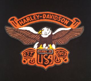 Large Harley Davidson Vintage Eagle Patch Made In Usa Pre - Owned 13 X 10