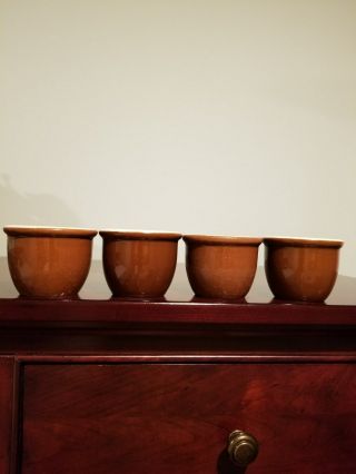 Vintage Hall Pottery Brown Glaze Custard Cups Baking Ramekins Set Of 4