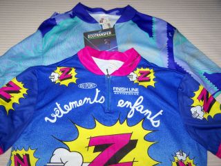 2 Vintage Cycling Jerseys Nwt Eick & Finish Line Active Wear Dupont Z Team Sz M