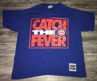 Vintage Men’s Chicago Cubs Mlb Catch The Fever T Shirt Size Xl Single Stitch 90s