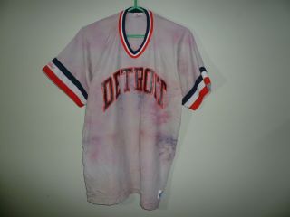 Detroit Tigers Vintage Baseball Jersey Mens Sz Xl Tie Dye Rorschach Test