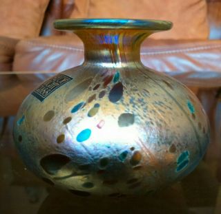 Vintage,  Isle Of Wight Studio Glass,  Golden Art Lustre,  Iridescent Vase Pot.