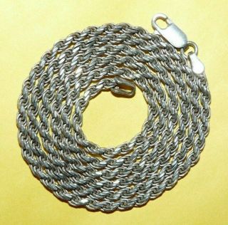 Vtg Designer " 925 Italy " Sterling Silver " Rope " Chain Link 24 " Necklace Signed