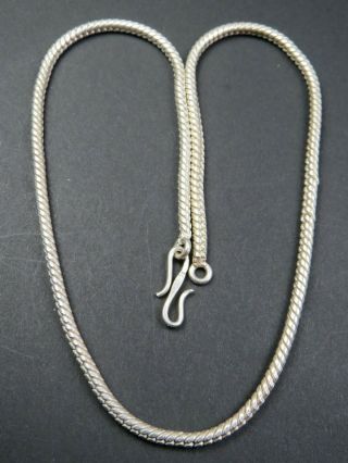 Vintage Sterling Silver Snake Link Necklace Chain 17 Inch C.  1990